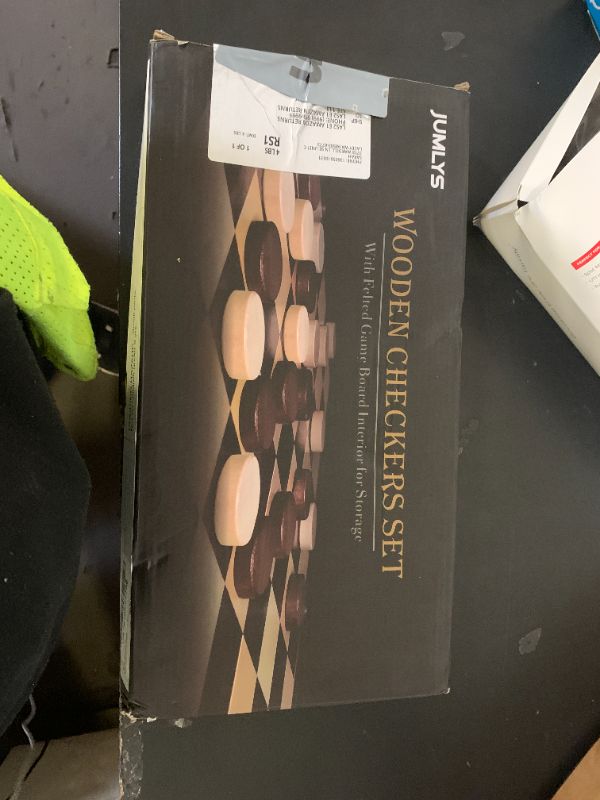 Photo 1 of 2 in 1 Magnetic Chess Set & Checkers Board Game, 15" Wooden Folding Chess Board with 2 Extra Queens, Portable Travel Chess Set with Pieces Storage Slots, Beginner Chess Board Game for Adults & Kids