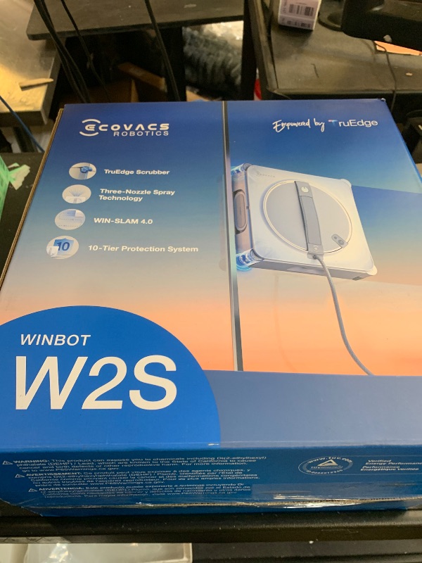 Photo 1 of ECOVACS WINBOT W2S Window Cleaning Robot, Intelligent Edge-to-Edge Cleaning with TruEdge Scrubbers, 3 Water Nozzles, 10-Level Safety System, Win-SLAM 4.0 Route Planning, Even Climbing System