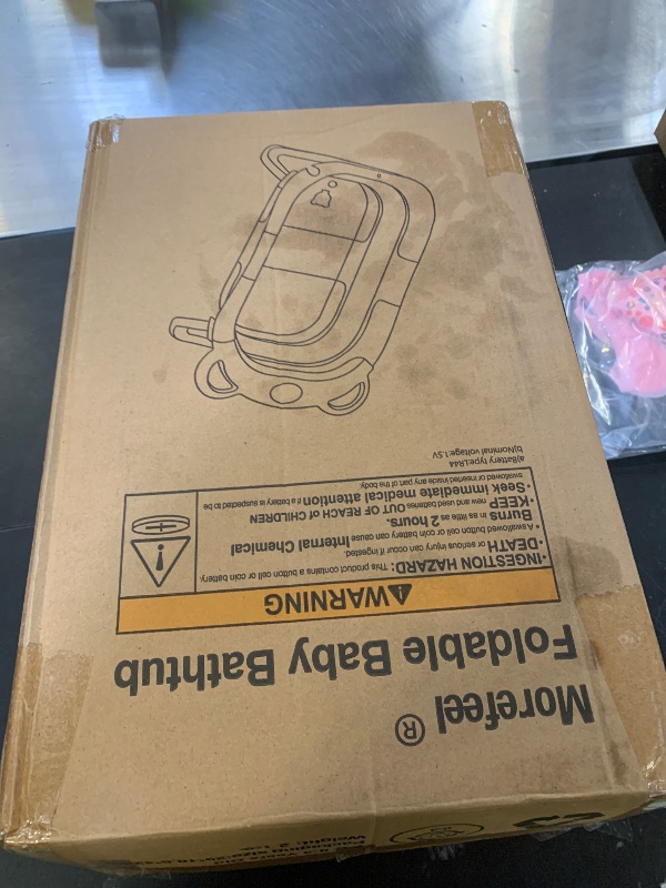 Photo 1 of MoreFeel Collapsible Baby Bathtub for Newborn with Thermometer & 1 Hooded Towel & 1 Soft Floating Cushion,Portable Travel Bathtub with Drain Hole, Durable Foldable Baby Tubs for Infants to Toddler