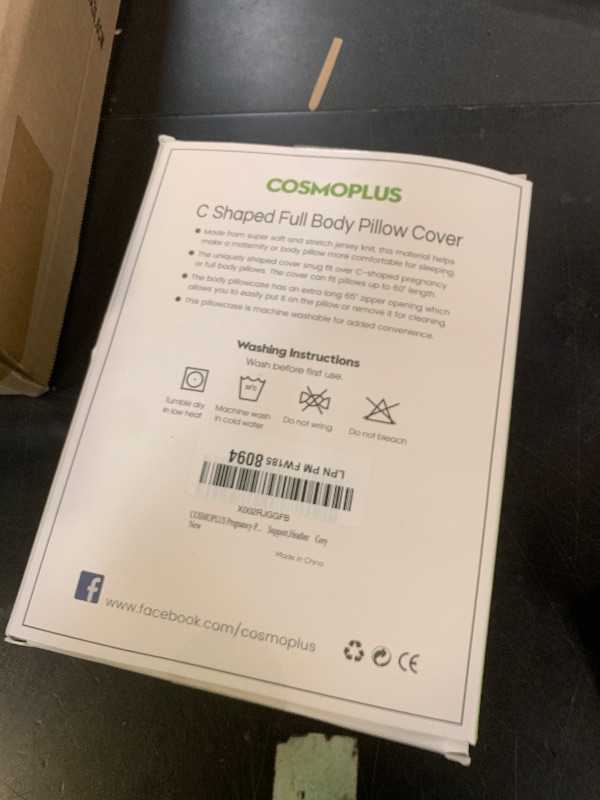 Photo 1 of ????????? ?????? ????? COSMOPLUS C Shaped Full Body Pillow Case ????? for Maternity,Stretchy Cool Breathable Jersey Fabric,Provides Sleep and Pregnancy Support,Heather Grey