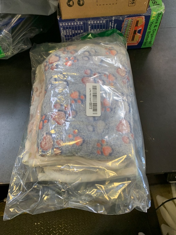 Photo 1 of 1 Pack 3 Blankets Super Soft Fluffy Premium Fleece Pet Blanket Flannel Paw Printed Throw for Dog Puppy Cat (Medium 30x20'', Beige, Grey, Navy)