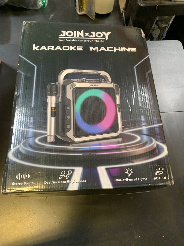 Photo 1 of Portable Karaoke Machine, with Wireless Microphones, Bluetooth Party Speaker with LED Lights, Loud Subwoofer, USB/AUX, Outdoor Karaoke Speaker for Adults & Kids, Home & Party