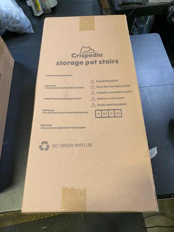 Photo 1 of Crispedia Dog Stairs for Small Dogs with Storage, 4-Step Wider Pet Steps for High Bed and Couch, Folding Dog Ramp for Large Dogs & Older Cats, Hold Up to 200 lbs (38x17x22 inch, Grey, 4)