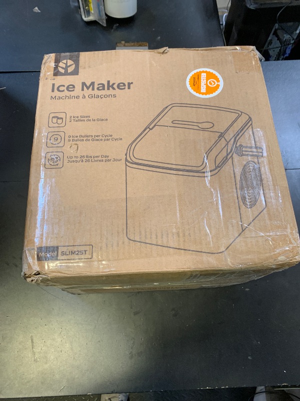 Photo 1 of Silonn Countertop Ice Maker - 9 Cubes Ready in 6 Mins, 26lbs in 24Hrs, Portable Ice Machine with Self-Cleaning, 2 Sizes of Bullet Ice for Home/Kitchen/Party/RV, Stainless Steel