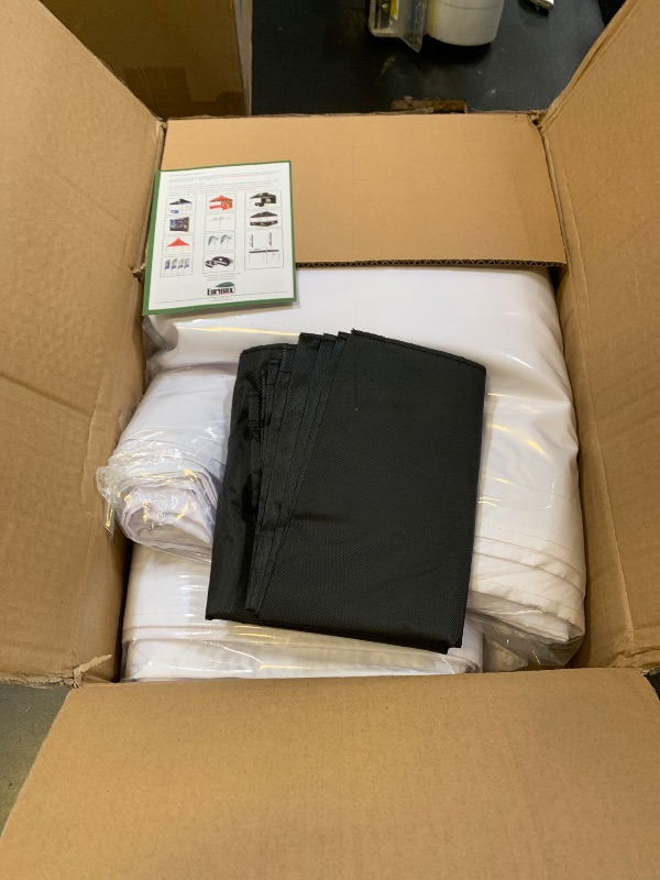 Photo 1 of Eurmax USA 10x20 Pop Up Canopy Replacement Canopy Tent Top Cover, Instant Canopy Top Cover ONLY, Choose 30 Colors,Bonus 4PC Pack Weight Bag (10x20, White)