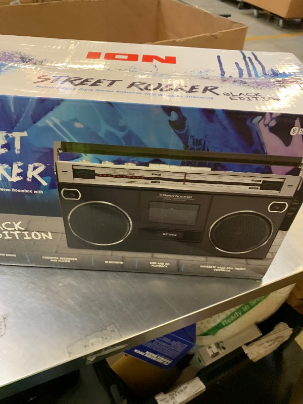 Photo 1 of Ion Audio 1980S-Style Portable Bluetooth Boombox AM/FM Radio Cassette Player Recorder, VU Meters, USB Recording, Dual Full-Range High Bass Speakers (Black)