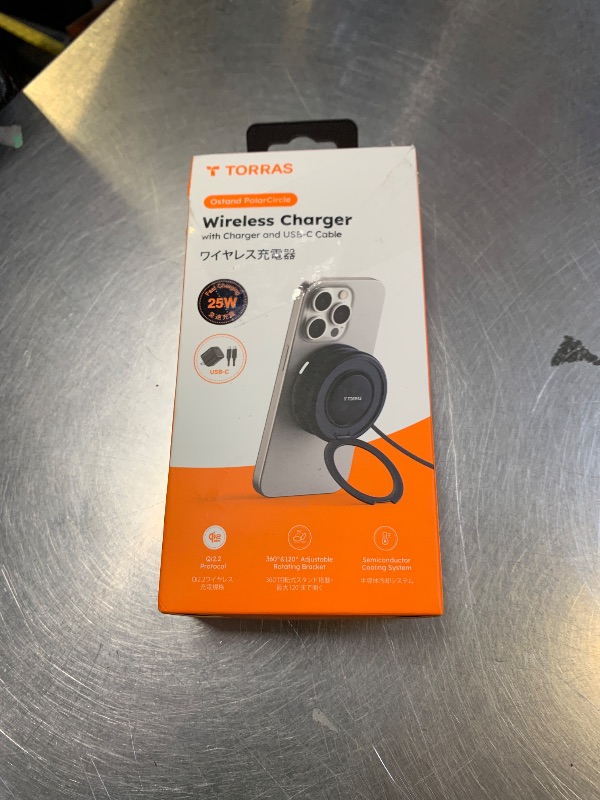 Photo 1 of TORRAS PolarCircle Qi2.2 Wireless Charger, 25W Cooling Magnetic Pad for iPhone 17/16, Wireless Charger for Samsung Galaxy S25/S24 with 360°Spin Stand, Semiconductor Game Cooler, with 45W IceNano Plug