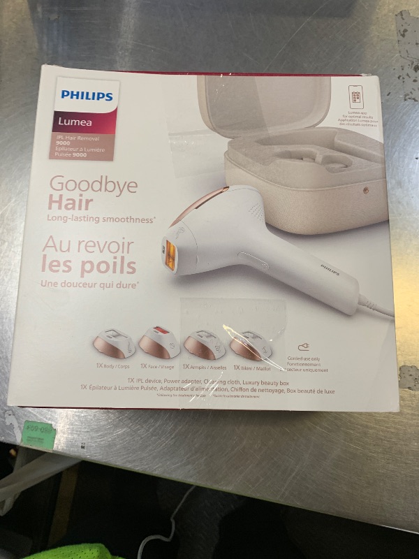 Photo 1 of Philips Lumea 9000 Series IPL Hair Removal Device, Visible Permanent Laser Hair Reduction Done at Home, for Women & Men, SenseIQ Technology, 4 Attachments for Body, Face, Bikini & Underarms, BRI984/03