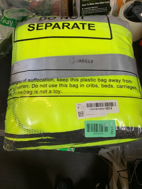 Photo 1 of JaGely 20 Pack Reflective Safety Vests with Pockets, High Visibility Mesh Construction Vest for Men Women, Neon Yellow, Size L