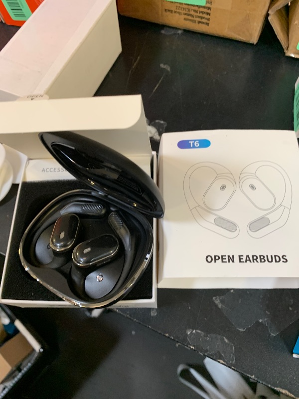 Photo 1 of Open Ear Wireless Earbuds Bluetooth 5.4 Headphones, 50H Playtime Stereo Earphones with ENC Noise Cancelling, IPX7 Waterproof Ear Buds with Ergonomic Earhook for Sports/Fitness/Travel/Workouts (Black)