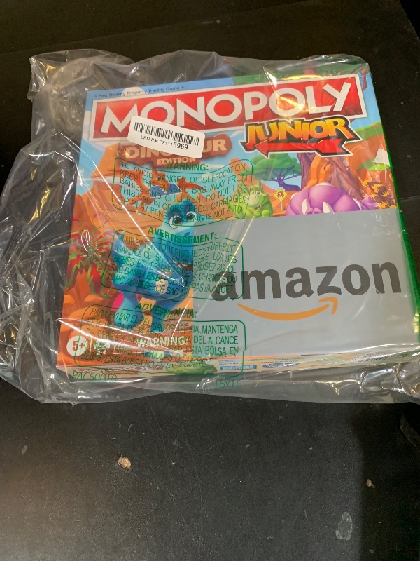 Photo 1 of **USED/INCOMPLETE** Hasbro Gaming Monopoly Junior Dinosaur Edition Game | Kids Board Games with Dino-Themed Toy Tokens | 2-4 Players for Boys & Girls | Ages 5+ (Amazon Exclusive)