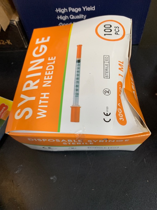 Photo 1 of 100 Pack 1ml Syringes with Needle-30Ga 5/16 Inch, Individually Sealed Packaging