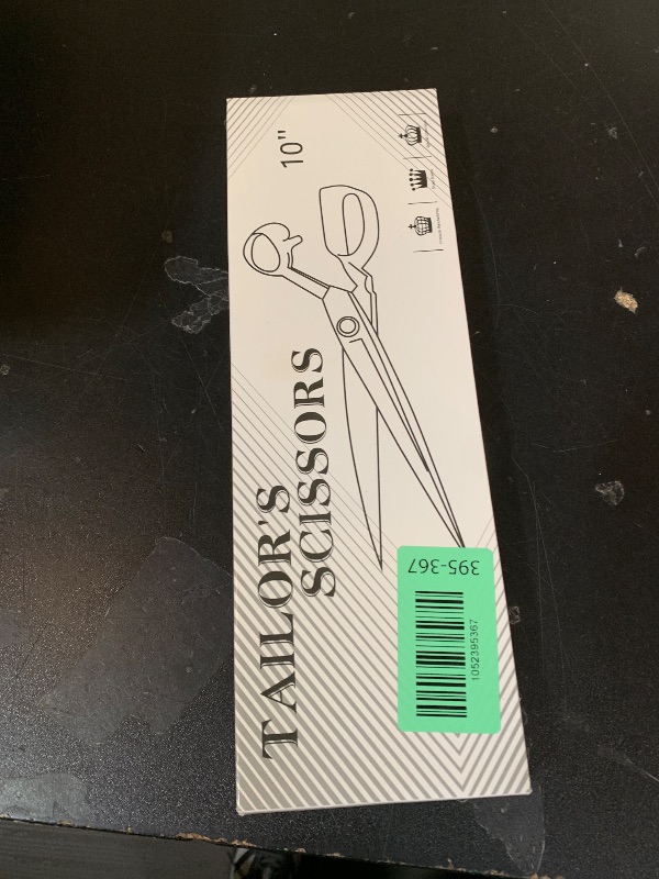 Photo 1 of 10-Inch Fabric Scissors - High Carbon Steel Sharp Tailor Scissors for Cutting Fabric, Clothes, Leather & Materials (Right-Handed, Black)