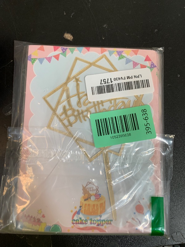 Photo 1 of 10-Pack Happy Birthday Cake Toppers,Gold Cake Toppers Acrylic Birthday Cake Supplies,4inchx6inch (Gold)