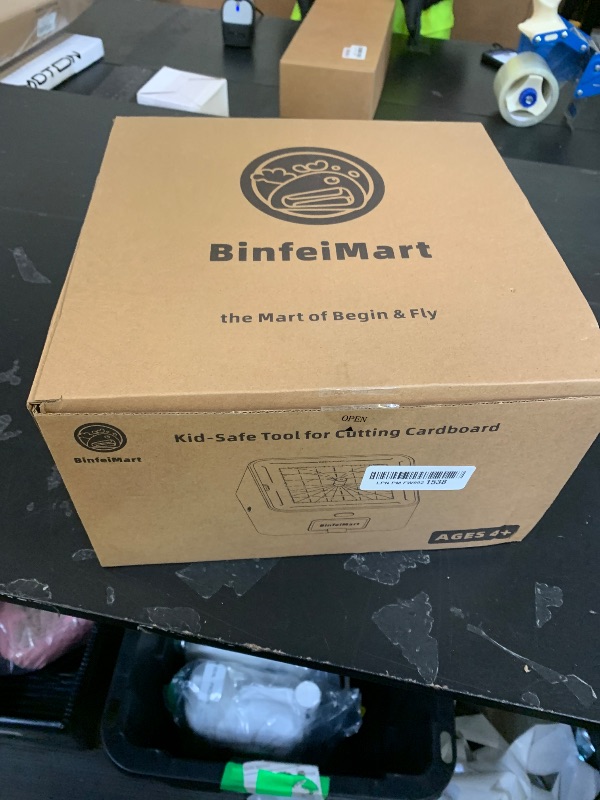 Photo 1 of BinfeiMart | Kid-Safe Cardboard Cutting Toy for Ages 4+ | STEM Educational Electric Craft Tool with Lighted Scrap Drawer & Durable Aluminum Panel