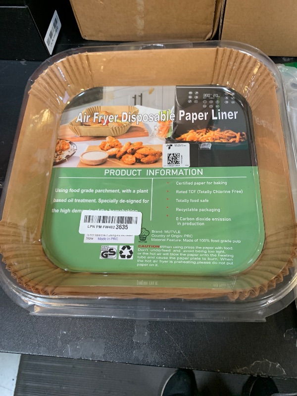 Photo 1 of 10 Inch Largest Square Air Fryer Disposable Paper Liner, XXL 100Pcs Air Fryer Parchment Liners for 8QT or Bigger Air Fryer, Non-stick, Food Grade Baking Paper for Frying, Roasting and Microwave