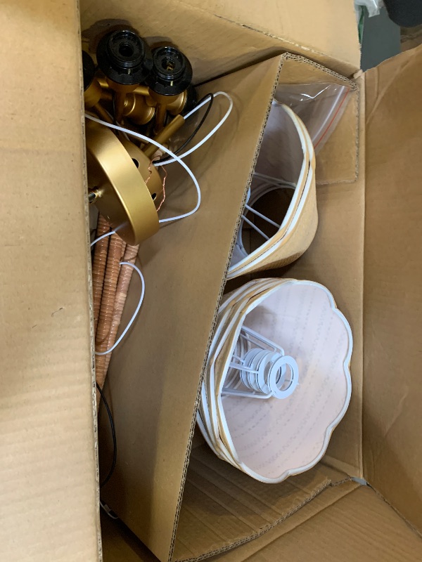 View 2 of KAISITE Modern Gold Chandelier 8-Light Farmhouse Chandelier for Dining Room Industrial Dining Kitchen Light Fixture Over Table Ceiling Chandelier for Bedroom Living Room Foyer Entryway