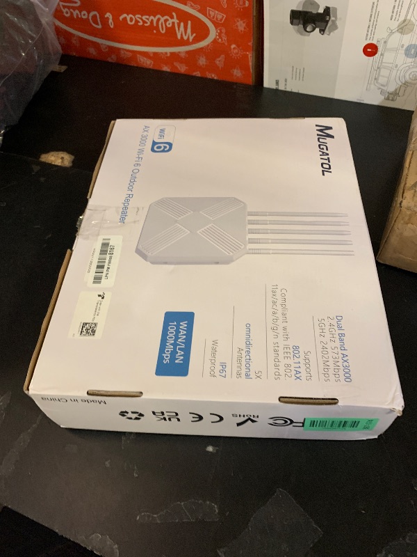 Photo 1 of Mugatol AX3000 Outdoor WiFi 6 Extender - 2026 Outdoor Access Point - Long-Range Dual Band WiFi, IP67/PoE/5 Antennas for Events, Commercial Use | Starlink-Compatible
