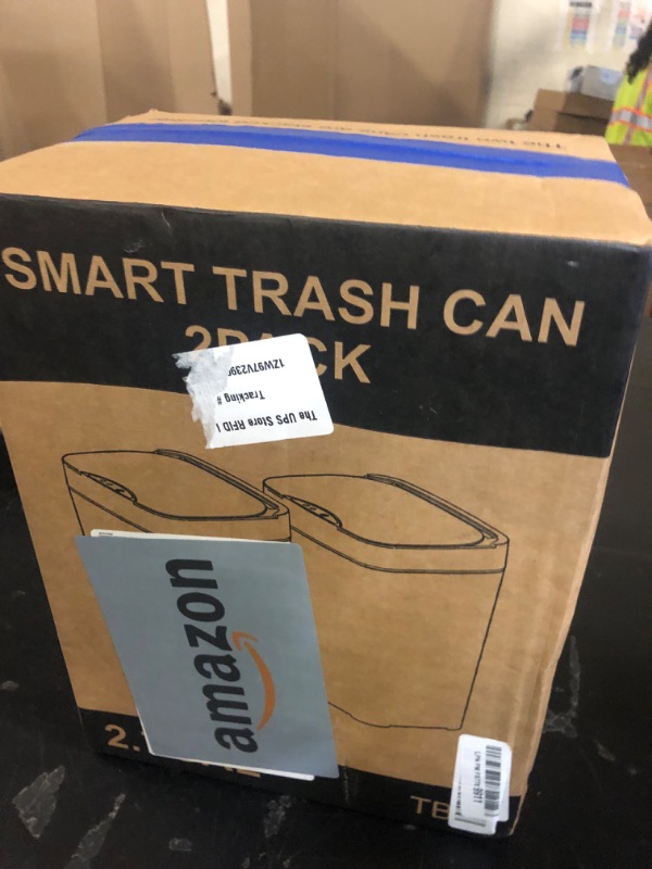 Photo 1 of *PARTIAL SET** Vanpopubs 2 Pack 2.7 Gal Bathroom Trash Can with Lid, Automatic Trash Can Small Smart Garbage Can Touchless, Slim Motion Sensor Waterproof Plastic Trash Bins for Bedroom Office Kitchen Toilet Black