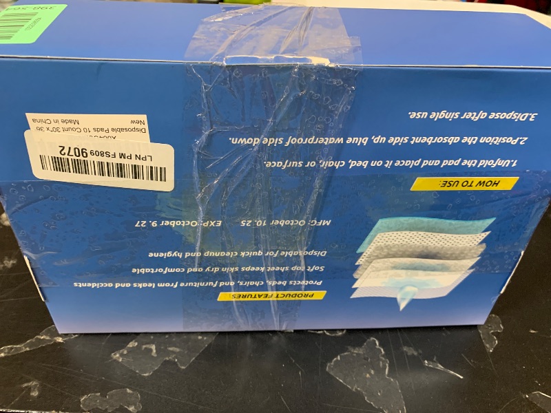 Photo 1 of 10 Count Disposable Bed Pads 30" x 36" for Adults, Kids & Pets – Super Absorbent Chucks Pads with Waterproof Backing, Leakproof Incontinence Underpads, Soft Non-Woven Top, Bed & Furniture Protection