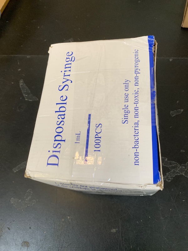 Photo 1 of 100 Pack 1ml 27G 0.5-Inch Luer Lock Science Lab Syringe, Individually Sealed for Labs, Liquid Measuring, and Dispensing