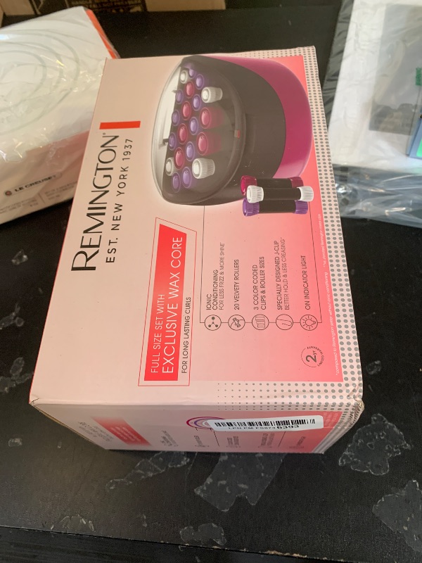 Photo 1 of Remington Ionic Conditioning Hair Setter, 20 Velvet Hair Rollers, 6 Large (1¼”), 10 Medium (1"), 4 Small (¾”), Blowout Style Hair Curlers