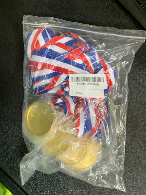 Photo 1 of 100 Packs Children's Gold Plastic Winner Medals Kids Golden Winner Awards Medals