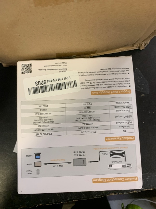 Photo 1 of Gigabit PoE to USB C Converter for Smart Phone/Tablet, USB-C to Ethernet Adapter with 23W Charging, Power & Data 2-in-1 RJ45 Port to Type-C Adapter, 10/100/1000Mbps High Speed Plug & Play,IEEE802.3at