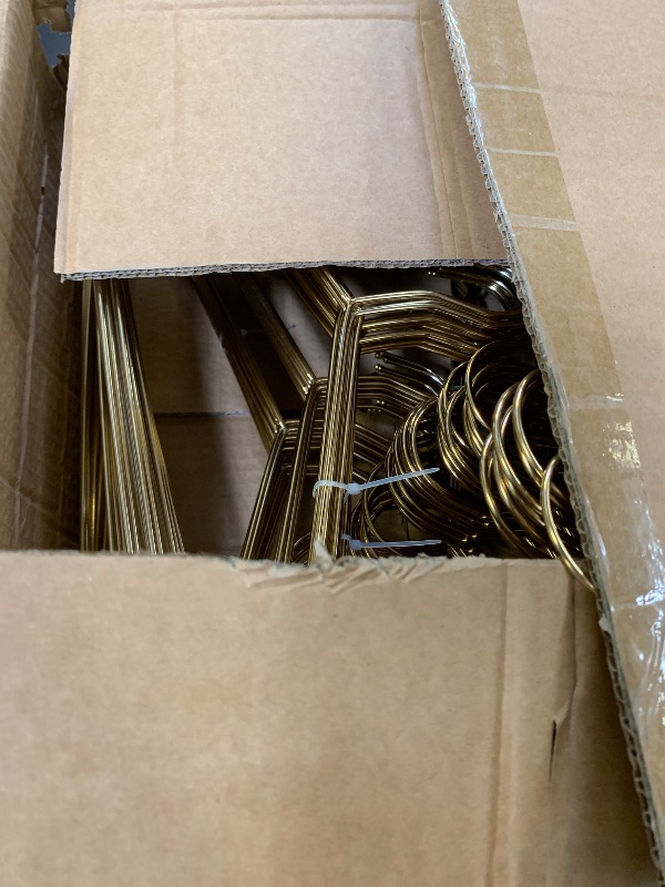Photo 1 of 100 Pcs Stainless Steel Gold Metal Hanger for Clothes 16.5" Wire Hangers for Coat Suit Bridal Boutique Dress Closet Dorm Clothing Rack