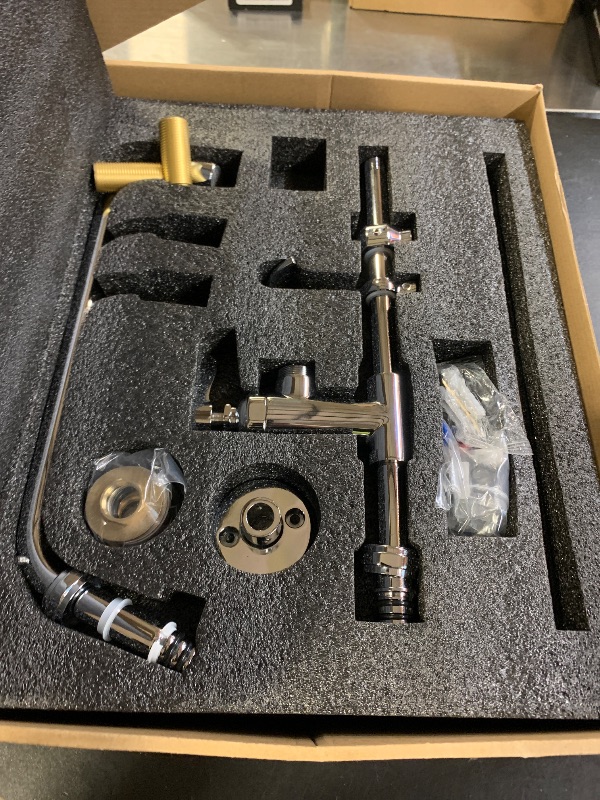 Photo 1 of NETISR Commercial Faucet with Sprayer, Brass Chrome Wall Mount Restaurant Kitchen Sink Faucet 25" Height 8" Center with Coilded Spring Pull Down Pre Rinse Sprayer, 12" Spout and 18" Hose (25 inches)