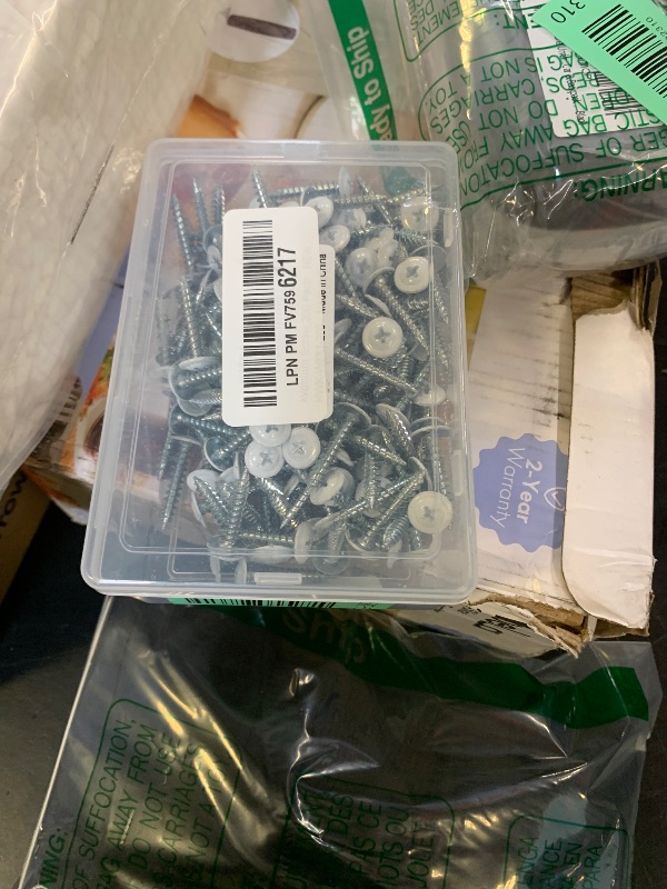 Photo 1 of #8 x 1 (200 PCS) White Head Modified Truss Head Wood Screws, Phillips Drive Fast Metal Self Tapping Screws, Carbon Steel, Full Thread, Screwdriver Bit Included