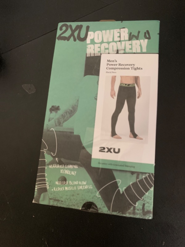 Photo 1 of 2XU Men's Elite Power Recovery Compression Tights - Enhance Performance & Recovery - Black/Nero - Size Large