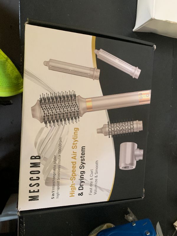 Photo 1 of MESCOMB Upgraded 5 in 1 Hot Air Styler – 110,000 RPM Hair Dryer Brush with Automatic Curling Barrel, Volumizer for Curl, Smooth & Blowout, Anti-Frizz & No Heat Damage (Champagne)