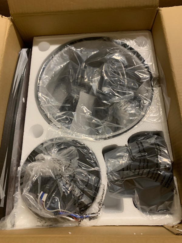 Photo 1 of YouthDream 42 Inch Flush Mount Ceiling Fans with Lights and Remote Control, Low Profile Farmhouse Ceiling Fan for Bedroom Living Room and Patio, Black Caged Ceiling Fan for Indoor and Outdoor