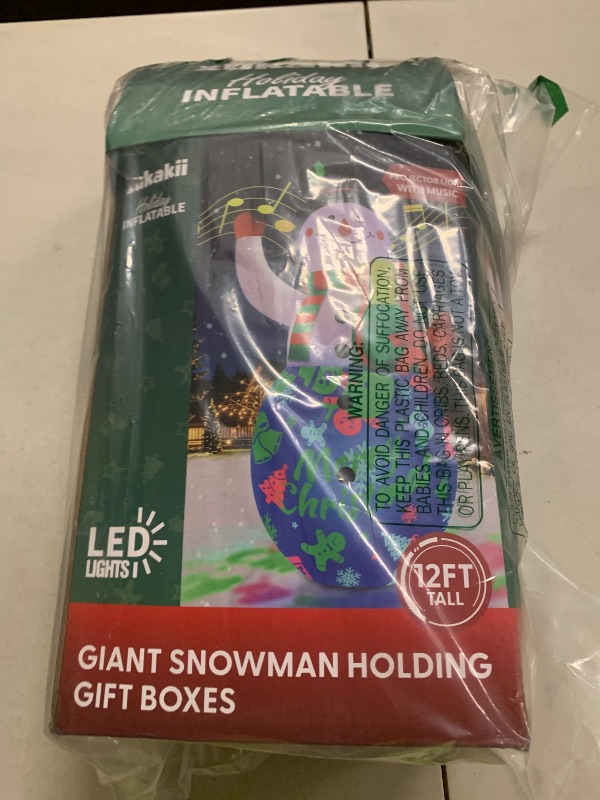 Photo 1 of 12FT Giant Christmas Inflatables Snowman Decorations Built-in Music Box & 360° Rotation 3-Colored LEDs Huge Christmas Inflatable Large Tall Snowman Christmas Blow Ups Decoration Outdoor Xmas New Year