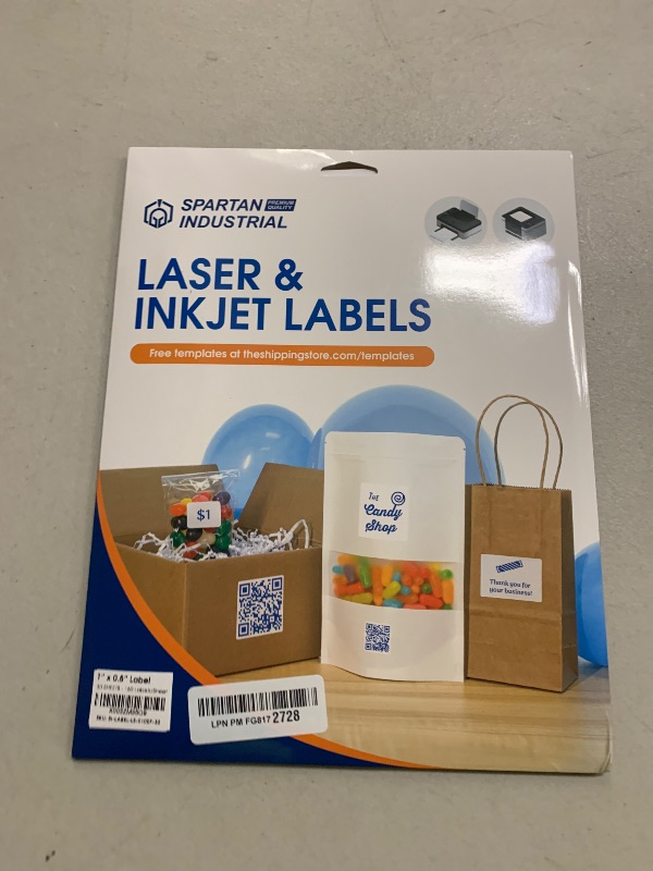 Photo 1 of 1" X 0.5" Matte White Printable Labels for Inkjet and Laser Printers - 30 Sheets, 4800 Custom Stickers for Address Labels, Price Tags, Barcodes, Inventory - Spartan Industrial Template R001