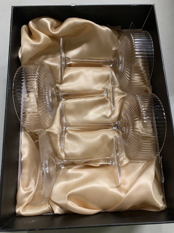 Photo 1 of 4 Pcs Coupe Glasses, Hand Blown 10 oz Cocktail Glasses, Ribbed Glasses, Gift Boxed Drinking Glass Set, Pefect Gift for Christmas, Espresso Martini, Manhattan, Wine, Champagne Martini Glasses Set of 4