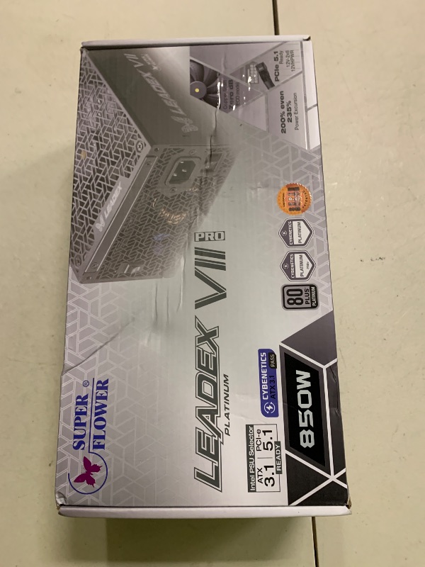 Photo 1 of Super Flower Leadex VII XP PRO 850W 80+ Platinum, Cybenetics Platinum, Full Modular, ATX 3.1 & PCIe 5.0, W/12VHPWR (2x8pin-16pin Native Cables), FDB Fan, SF-850F14XP, Black