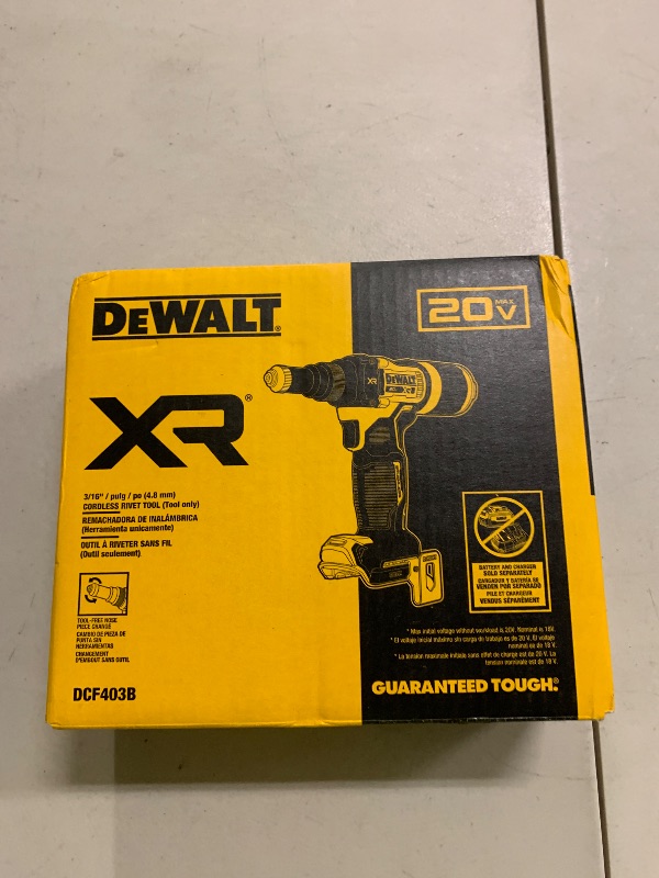 Photo 1 of DEWALT 20V MAX XR Cordless Rivet Tool, 3/16", Bare Tool Only (DCF403B)
