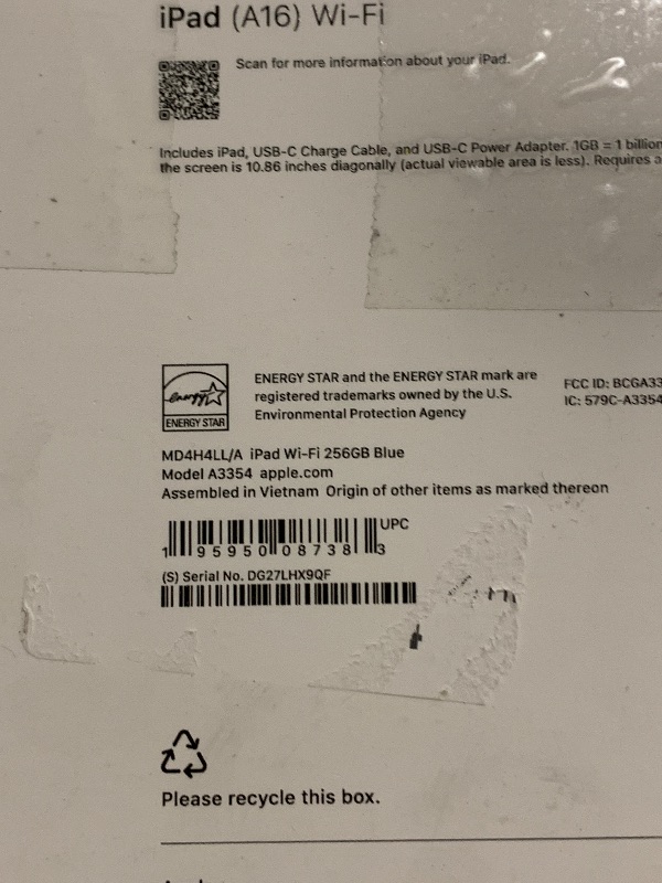 Photo 1 of Apple iPad 11-inch: A16 chip, 11-inch Model, Liquid Retina Display, 256GB, Wi-Fi 6, 12MP Front/12MP Back Camera, Touch ID, All-Day Battery Life — Blue