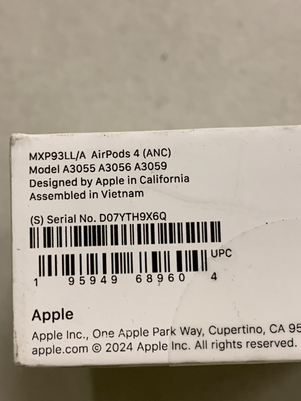 Photo 1 of Apple AirPods 4 Wireless Earbuds, Bluetooth Headphones, with Active Noise Cancellation, Adaptive Audio, Transparency Mode, Personalized Spatial Audio, USB-C Charging Case, Wireless Charging, H2 Chip