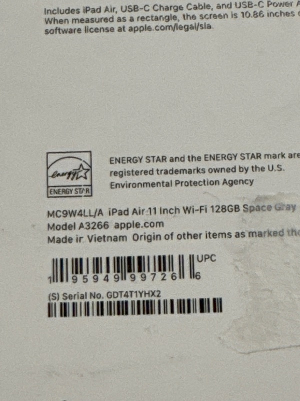 Photo 1 of Apple iPad Air 11-inch with M3 chip Built for Apple Intelligence, Liquid Retina Display, 128GB, 12MP Front/Back Camera, Wi-Fi 6E, Touch ID, All-Day Battery Life — Space Gray