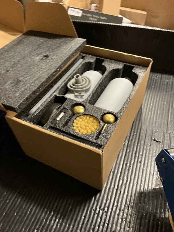 Photo 1 of [Luxury] Kitchen Soap Dispenser Set - 16OZ White Glass Bottle, Stainless Steel Pump, Instant Dry Tray, Waterproof Labels, Non-Slip Silicone Pad, and Dish Brush | Upgrade for Your Kitchen and Bathroom