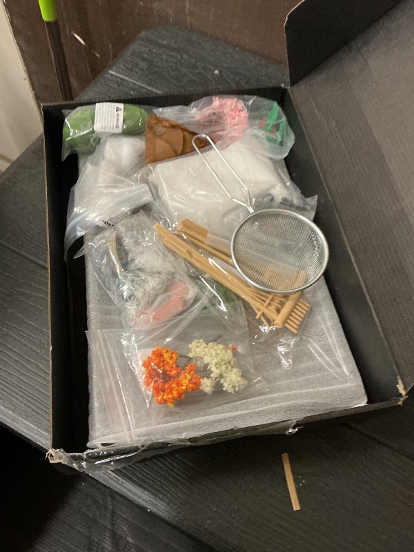 Photo 1 of 14" x 10" Large Japanese Zen Garden Kit for Desk – Includes 25+ Accessories: Sand Tray, Rake, Trees, Incense Burner, Bridge, Well, Door – Calming Decor Gift for Women, Mindfulness & Stress Relief