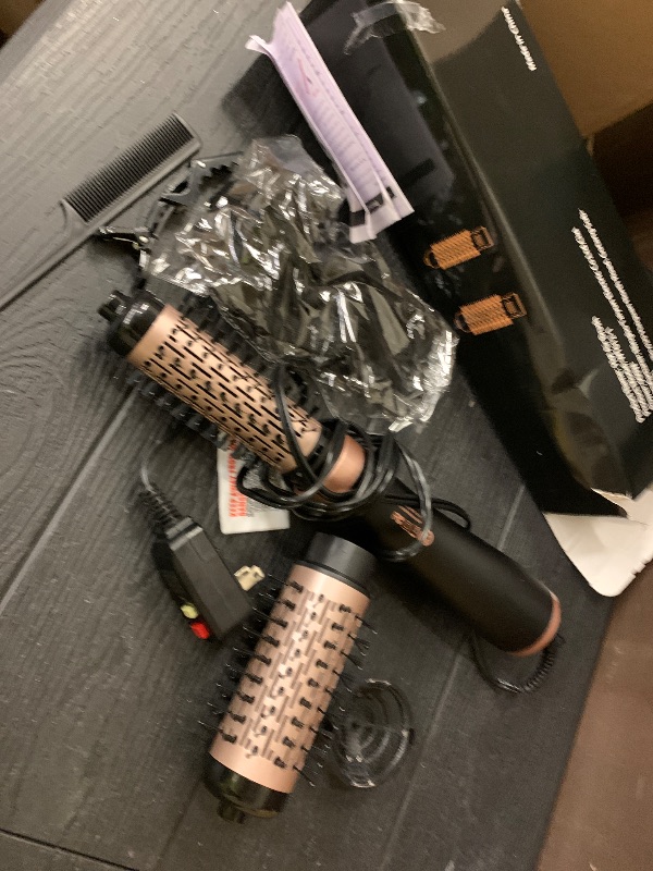 Photo 1 of 3 in 1 Rotating Hair Dryer Brush, Auto Rotating Blow Dryer Brush Spinning with 2 Brushes (2" & 1.5"), Negative Ionic Brush Blow Dryer, Round Brush Blow Dryer Volumize Curling 100-120V