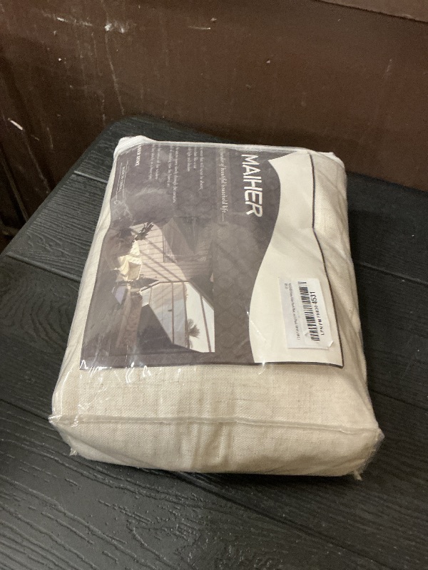 Photo 1 of MAIHER Extra Wide 100 W x  Inch Pinch Pleated Drapes, Faux Linen Pinch Pleat Curtains Light Filtering Semi Sheer Curtains with Hooks for Patio Door Bedroom, Natural Linen, 1 Panel