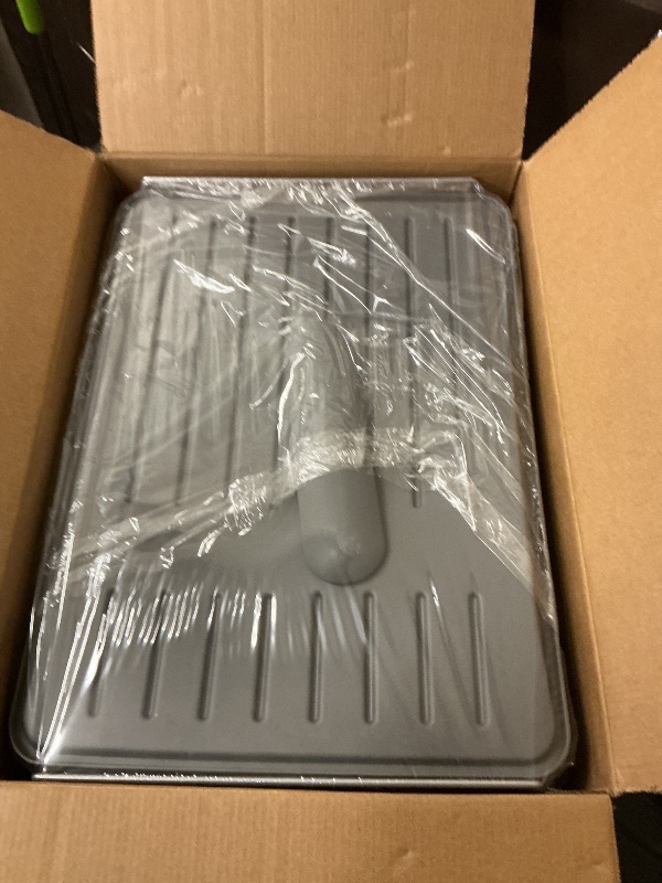 Photo 1 of 2 Tier Dish Drainers Drying Rack for Kitchen Counter Large Stainless Steel Dishes Drain with Drainboard, Space Saving, Big Modern Silver Countertop Metal Plates Dryer Strainer Holder and Extra Tray