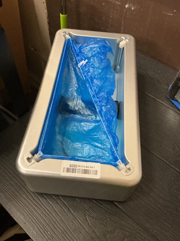 Photo 1 of Automatic Shoe Cover Machine with 200 Disposable Shoe Covers Automatic Shoe Cover Machine for Home Use Disposable Non-slip Waterproof Shoe Covers for Indoors, Offices, Factories (Silver)