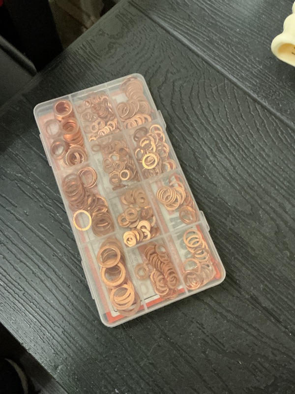 Photo 1 of 325 PCS, 10 Sizes, Premium Copper Metric Sealing Crush Washers Assortment Kit, Upgraded Flat Ring Oil Drain Plug Crush Washer Gasket Seal Assortment Set, Banjo Bolt Washer for Automotive, Motorcycles