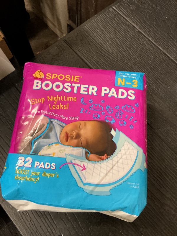 Photo 1 of Sposie Booster Pads, Stop Overnight Diaper Leaks, Fits sizes Newborn 1 2 3, No Adhesive for Sensitive Skin, 32 ct